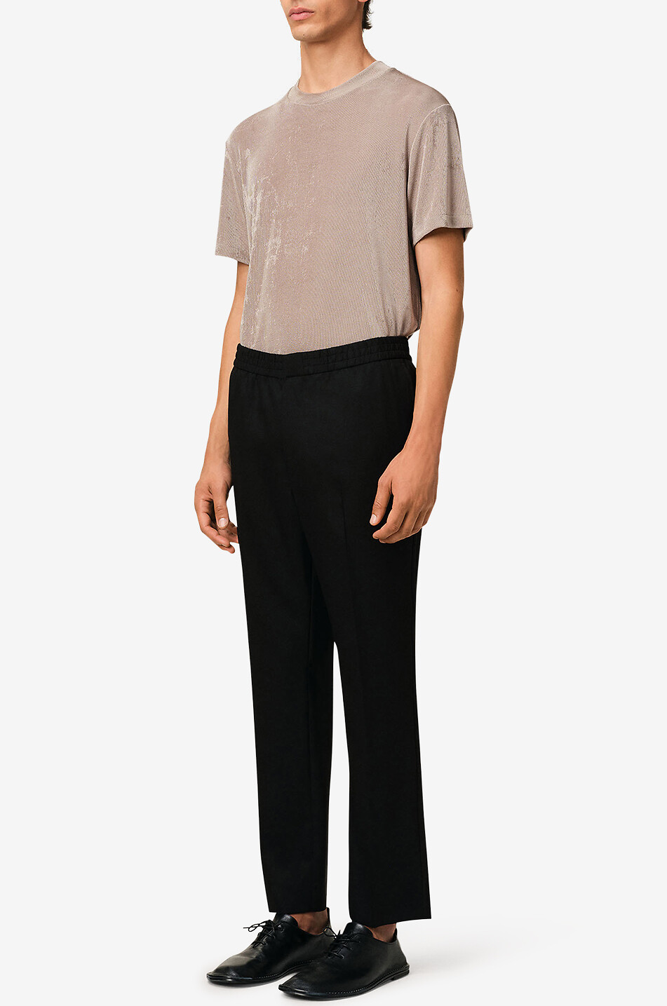 Carrot wool trousers with elasticated waist