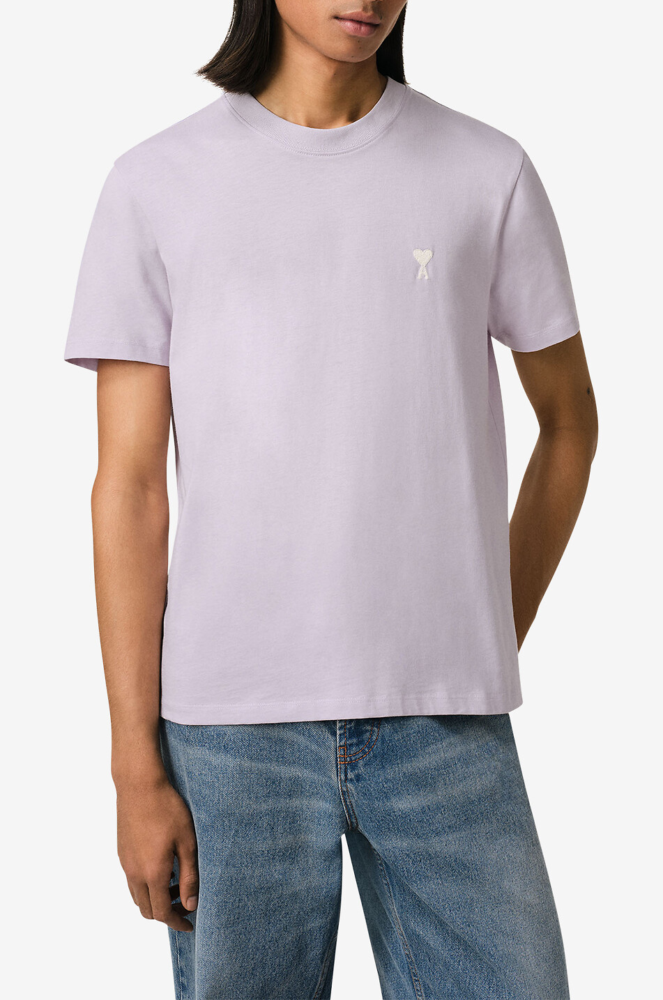 AMI Ami de Coeur organic cotton short-sleeved T-shirt Men LIGHT PURPLE 3