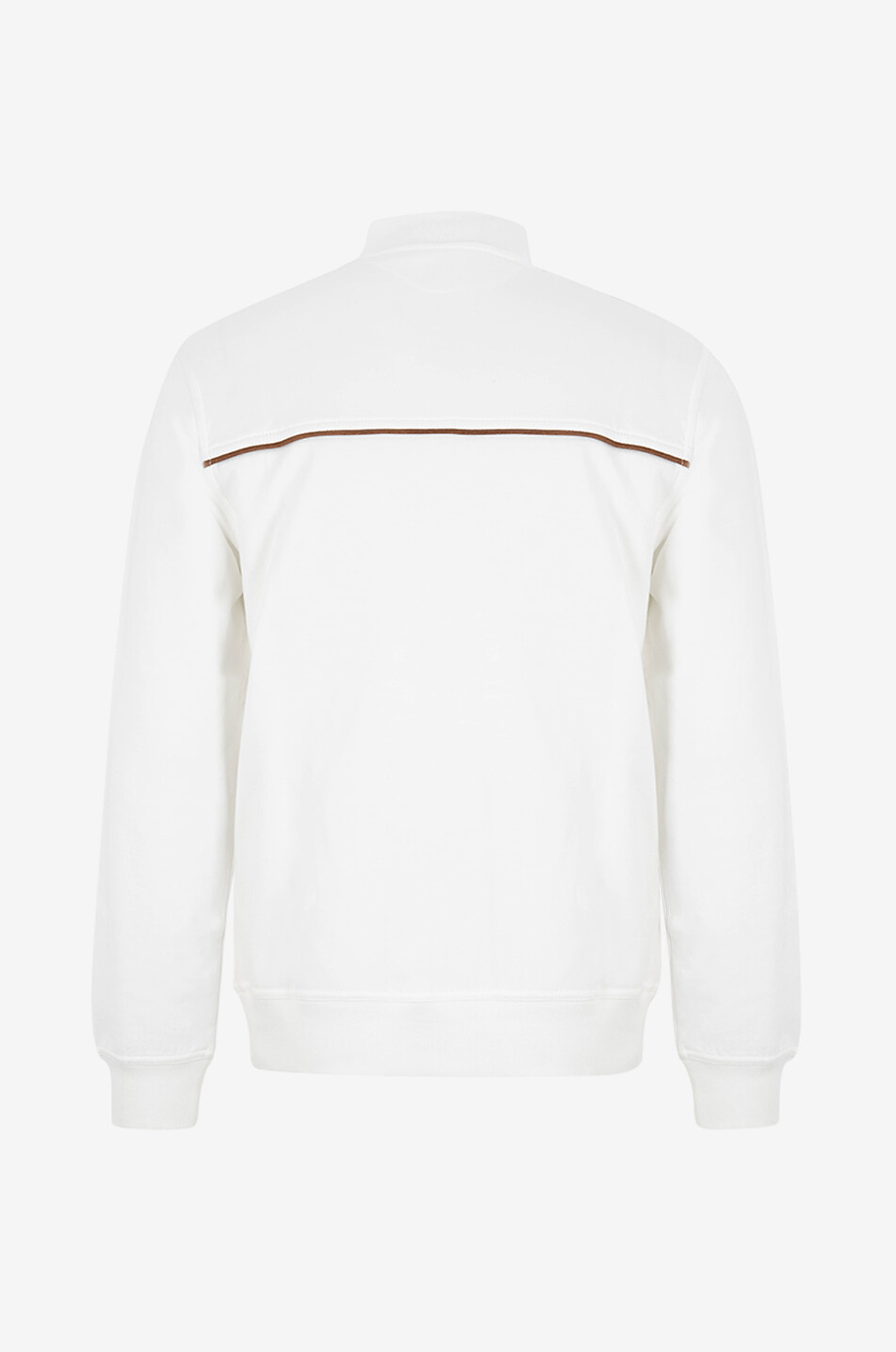 BRUNELLO CUCINELLI Sweat-shirt zippé à passepoils en cuir synthétique Homme BLANC CASSE 2