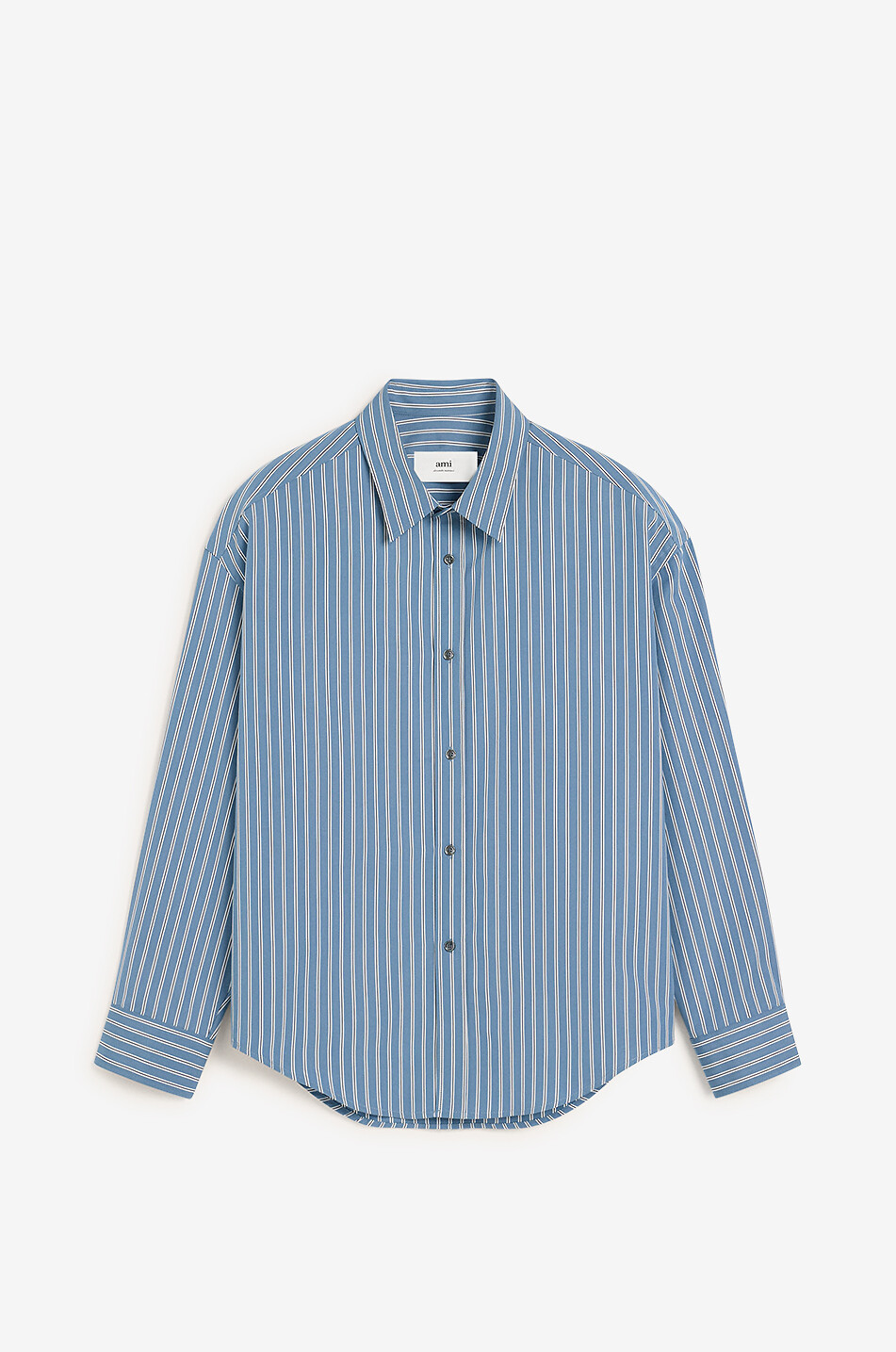 Chemise rayée boxy à manches longues Note Bleue