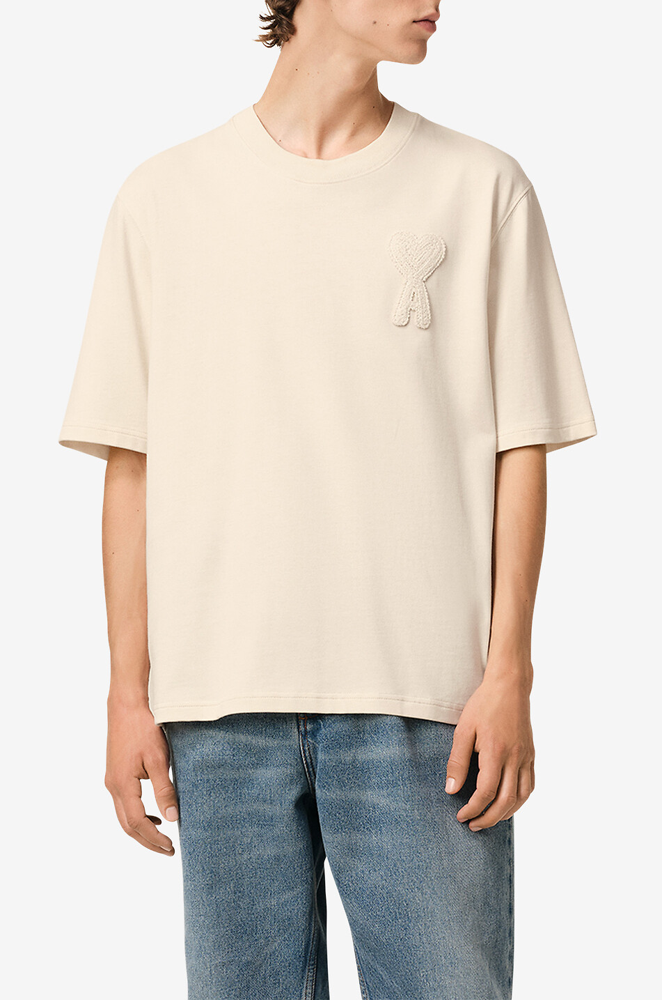 AMI Ami de Coeur organic cotton short-sleeved T-shirt Men EGGSHELL 4