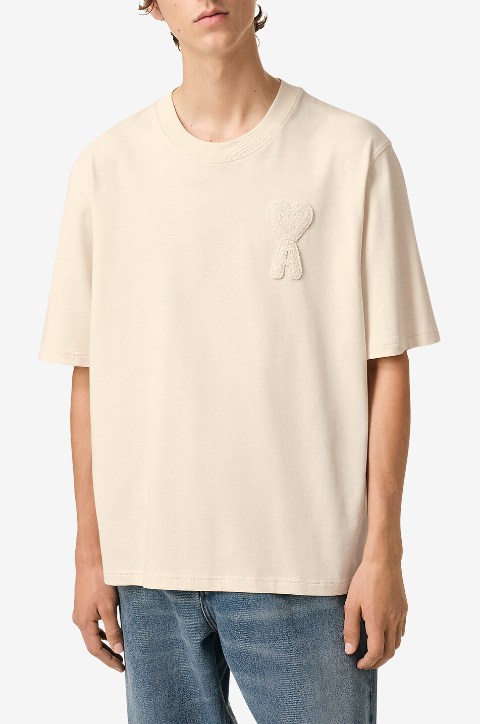 AMI Ami de Coeur organic cotton short-sleeved T-shirt Men EGGSHELL 5