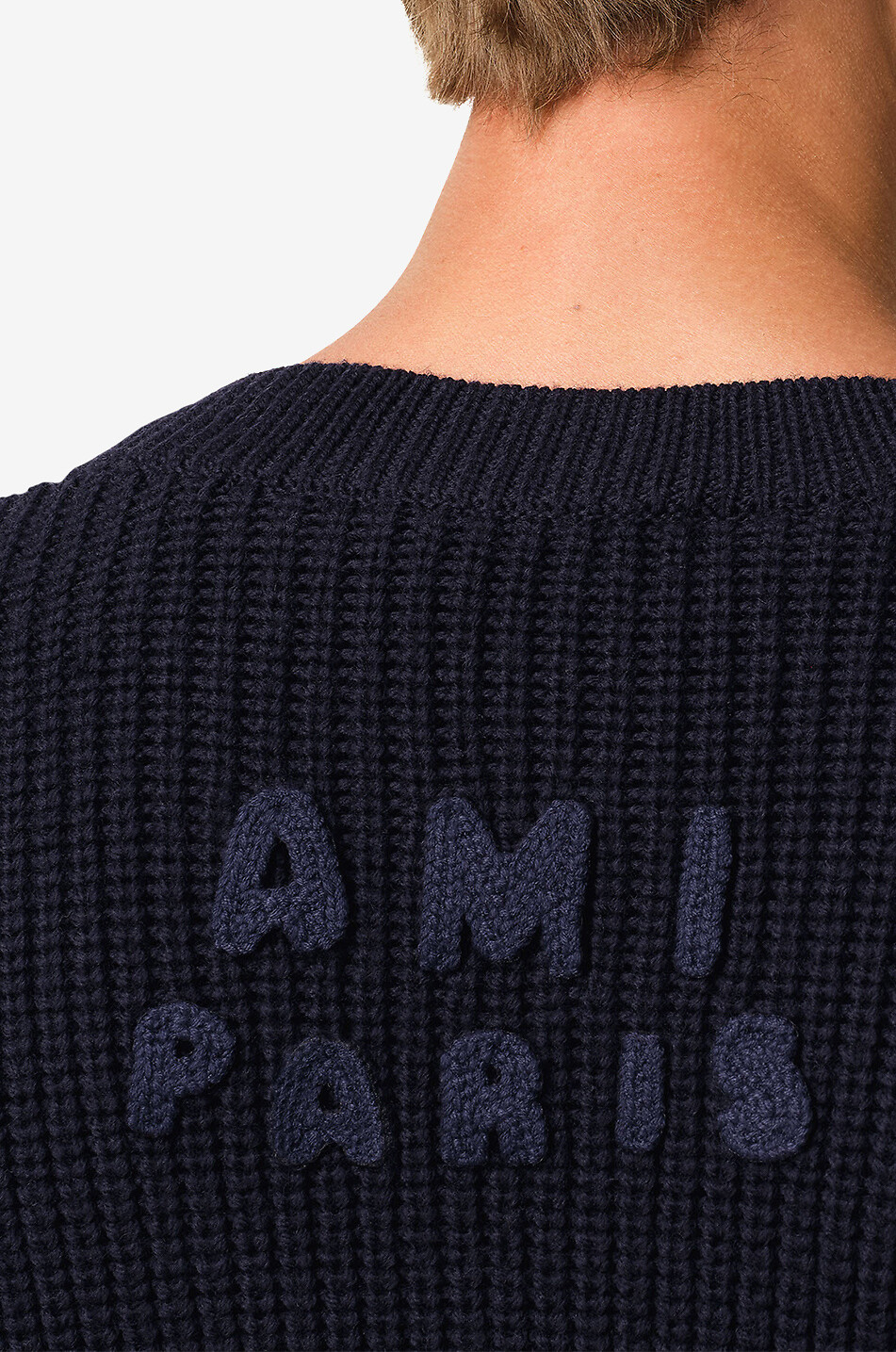 AMI Pull à col en V en laine Ami De Coeur Homme BLEU FONCE 6