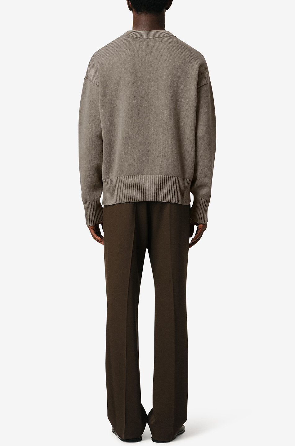 AMI Pull à col rond en coton et laine AMI Homme BEIGE 4