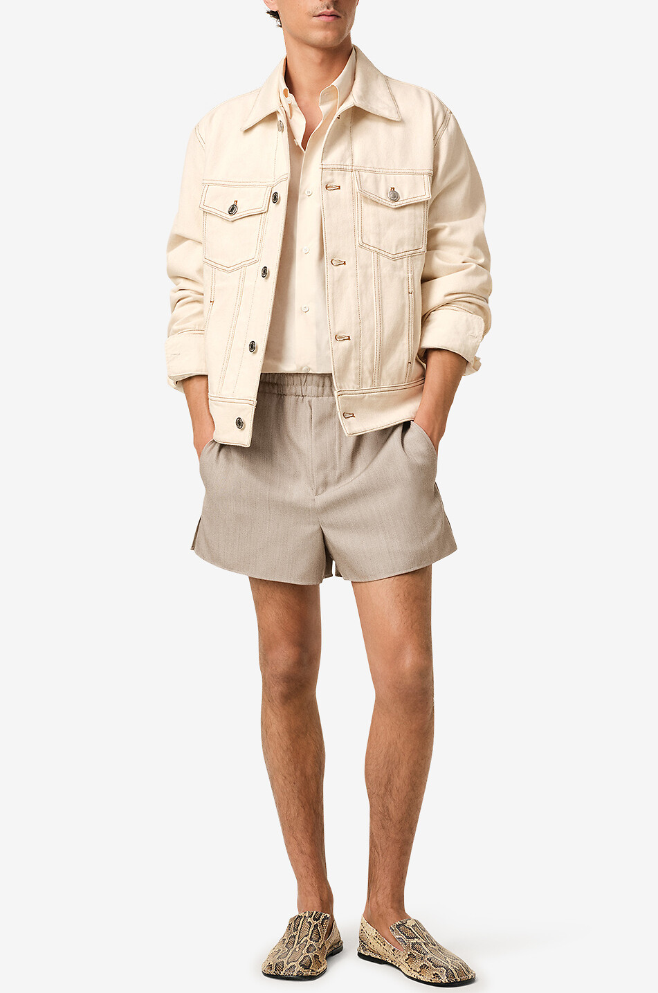 AMI Ami Paris Trucker denim jacket Men EGGSHELL 5