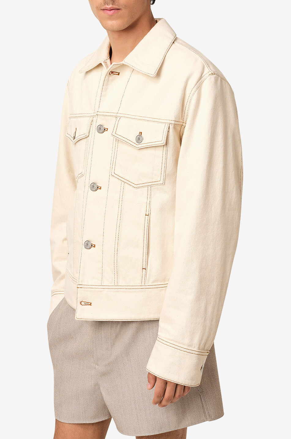 AMI Ami Paris Trucker denim jacket Men EGGSHELL 3