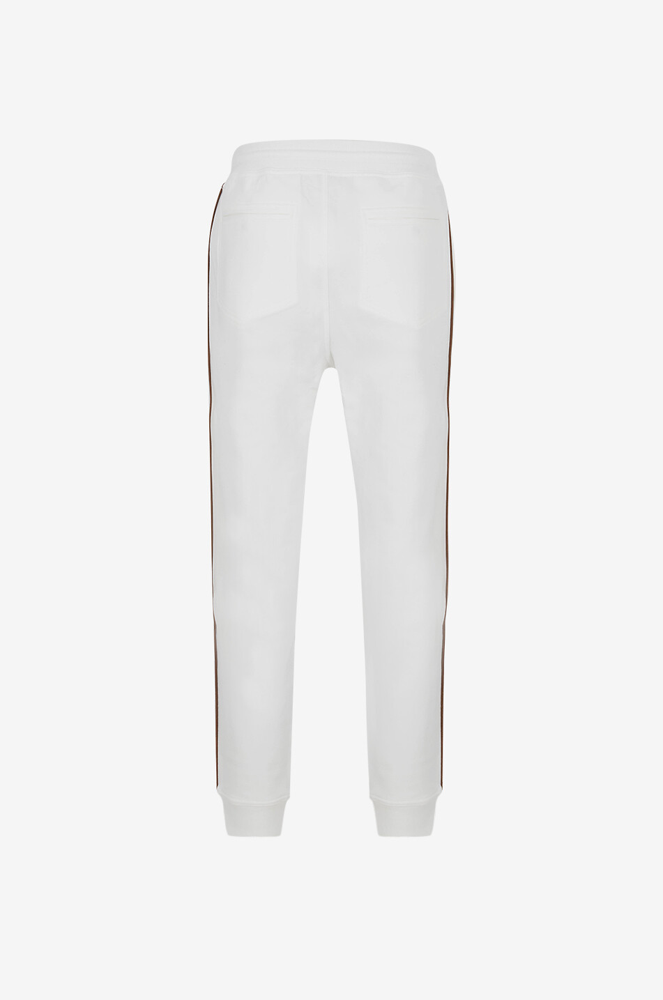 BRUNELLO CUCINELLI Pantalon de jogging en molleton à passepoils en cuir synthétique Homme BLANC CASSE 2