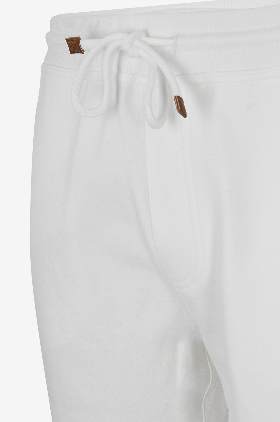 BRUNELLO CUCINELLI Pantalon de jogging en molleton à passepoils en cuir synthétique Homme BLANC CASSE 3