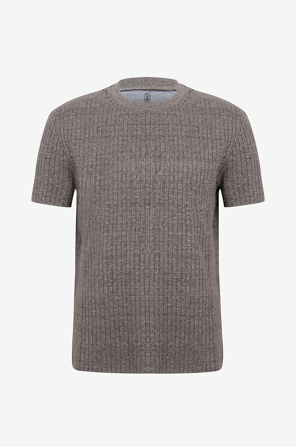 BRUNELLO CUCINELLI Ribbed cotton and linen jersey T-shirt Men GREY 1