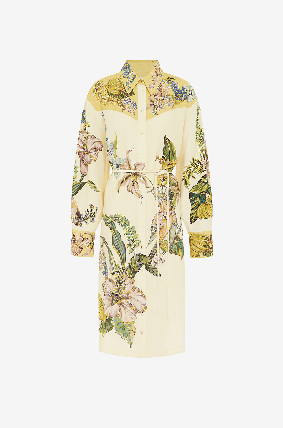 Oleander floral linen shirt dress