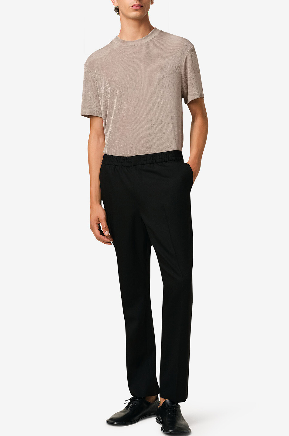 Carrot wool trousers with elasticated waist