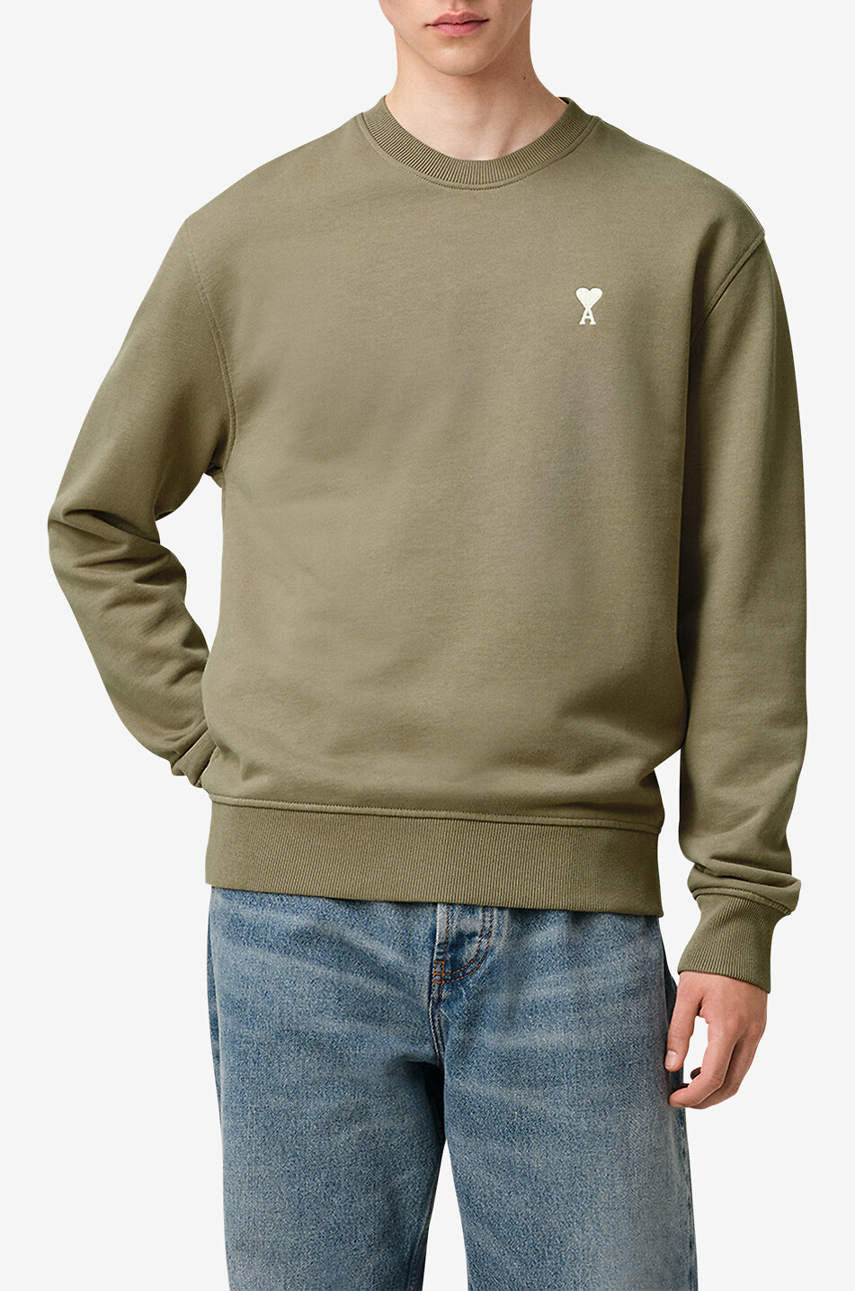 AMI Sweat-shirt à col rond Ami de Coeur Homme KAKI 2