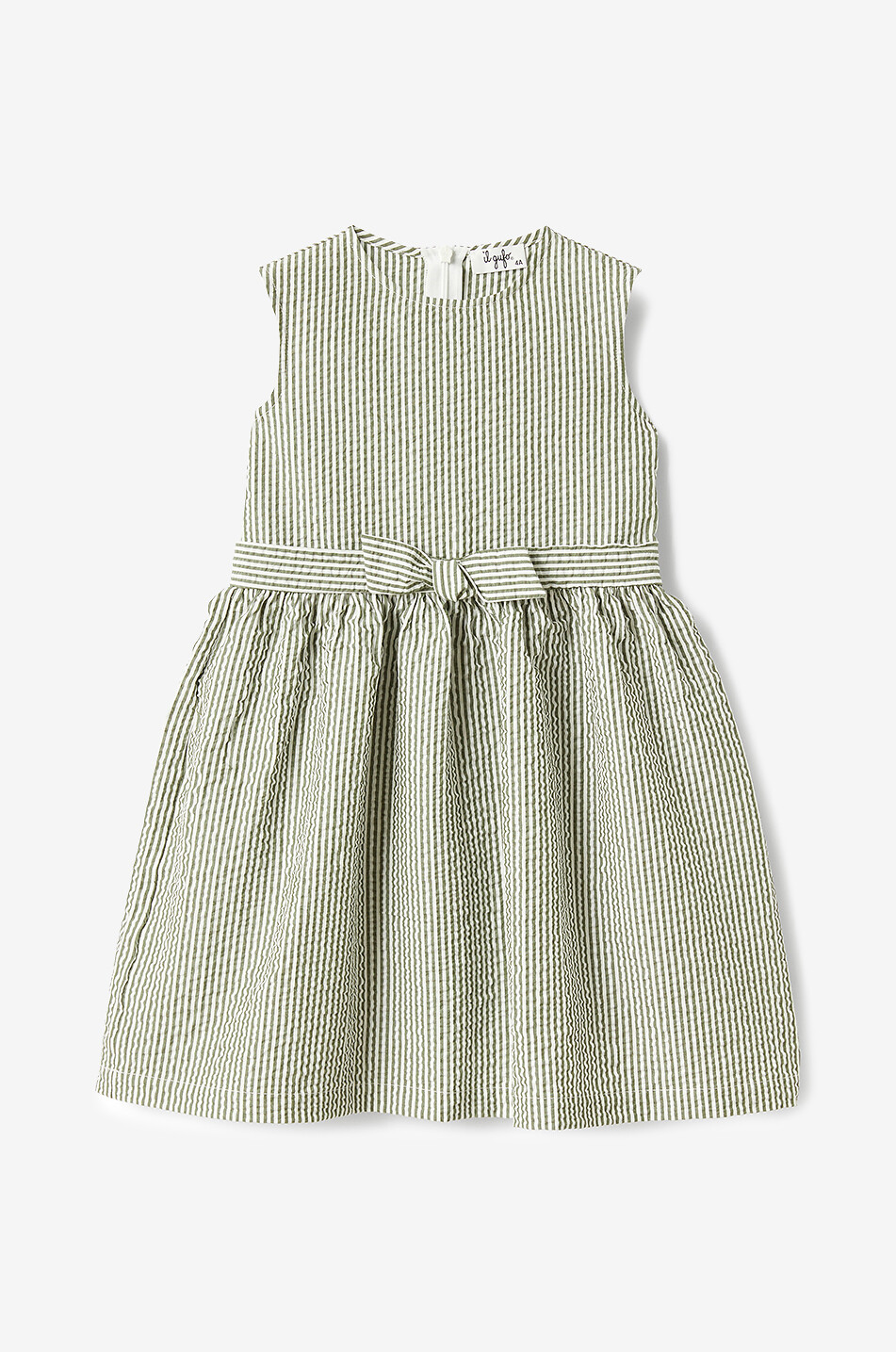 IL GUFO Ärmelloses Kleid für Kinder aus Seersucker Mädchen HELLGRÜN 1