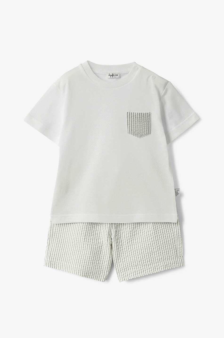 IL GUFO Cotton baby short and T-shirt set Baby LIGHT GREEN 1