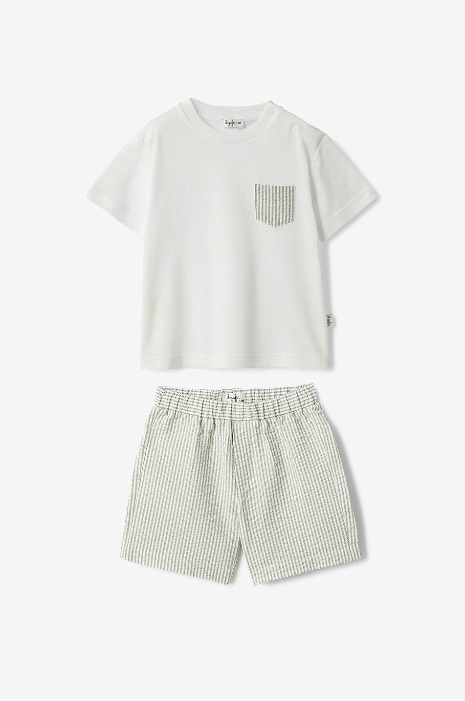 IL GUFO Cotton baby short and T-shirt set Baby LIGHT GREEN 2