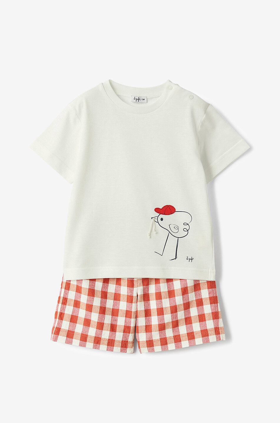 IL GUFO Cotton baby short and T-shirt set Baby RED 1