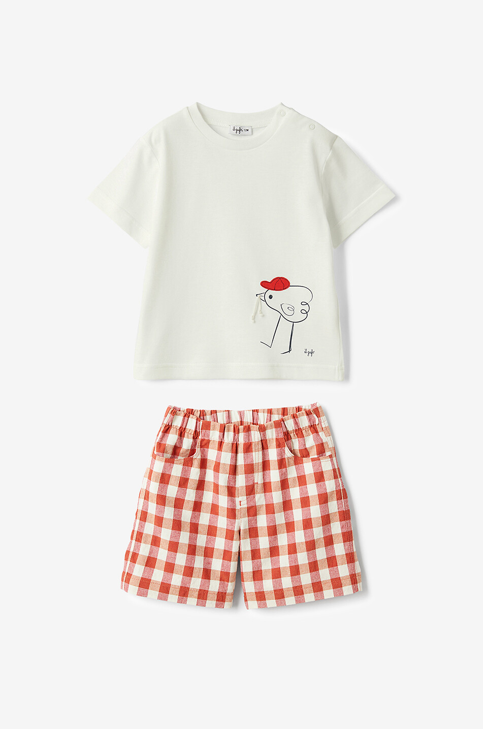 IL GUFO Cotton baby short and T-shirt set Baby RED 2