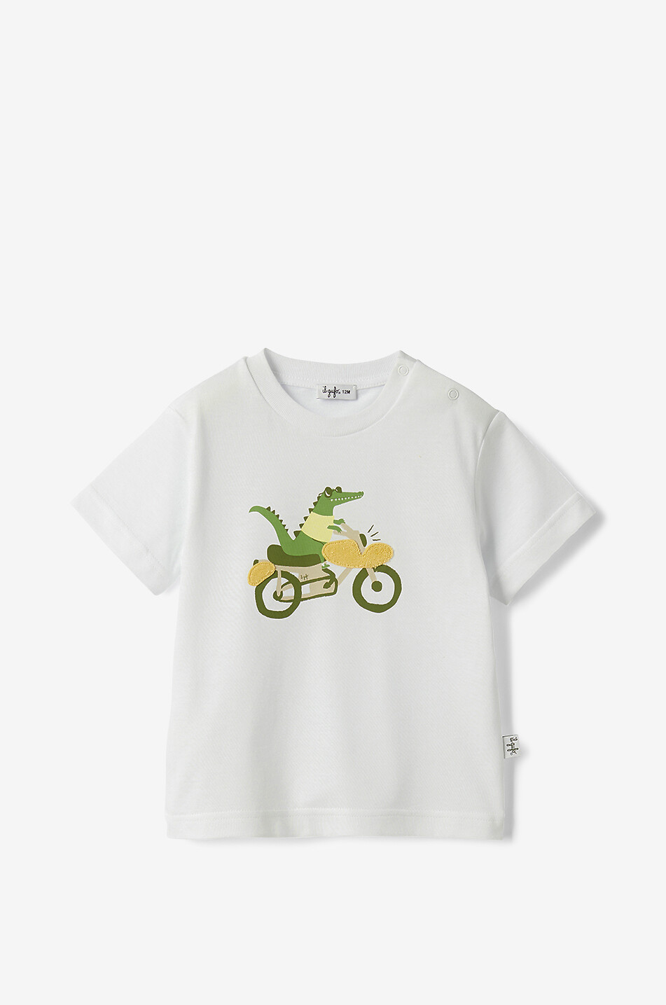 IL GUFO T-shirt en coton bébé Crocodile sur moto Bébé BLANC 1