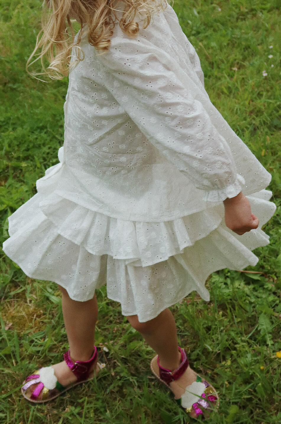 KONGES SLØJD Lacey Smock girls' cotton skirt  WHITE 3