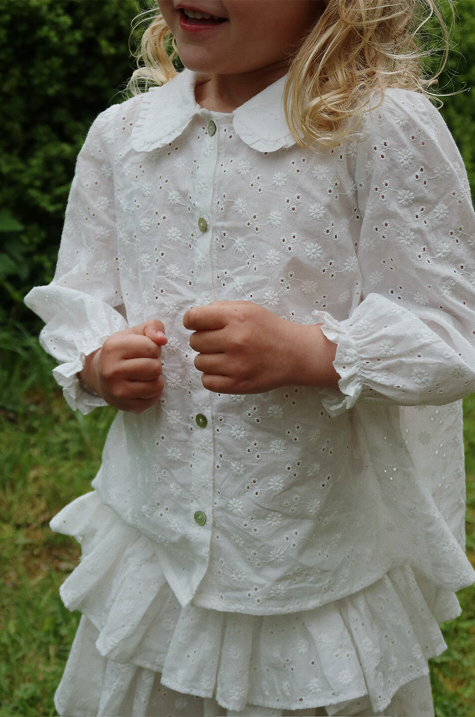 KONGES SLØJD Lacey Smock girls' cotton skirt  WHITE 4