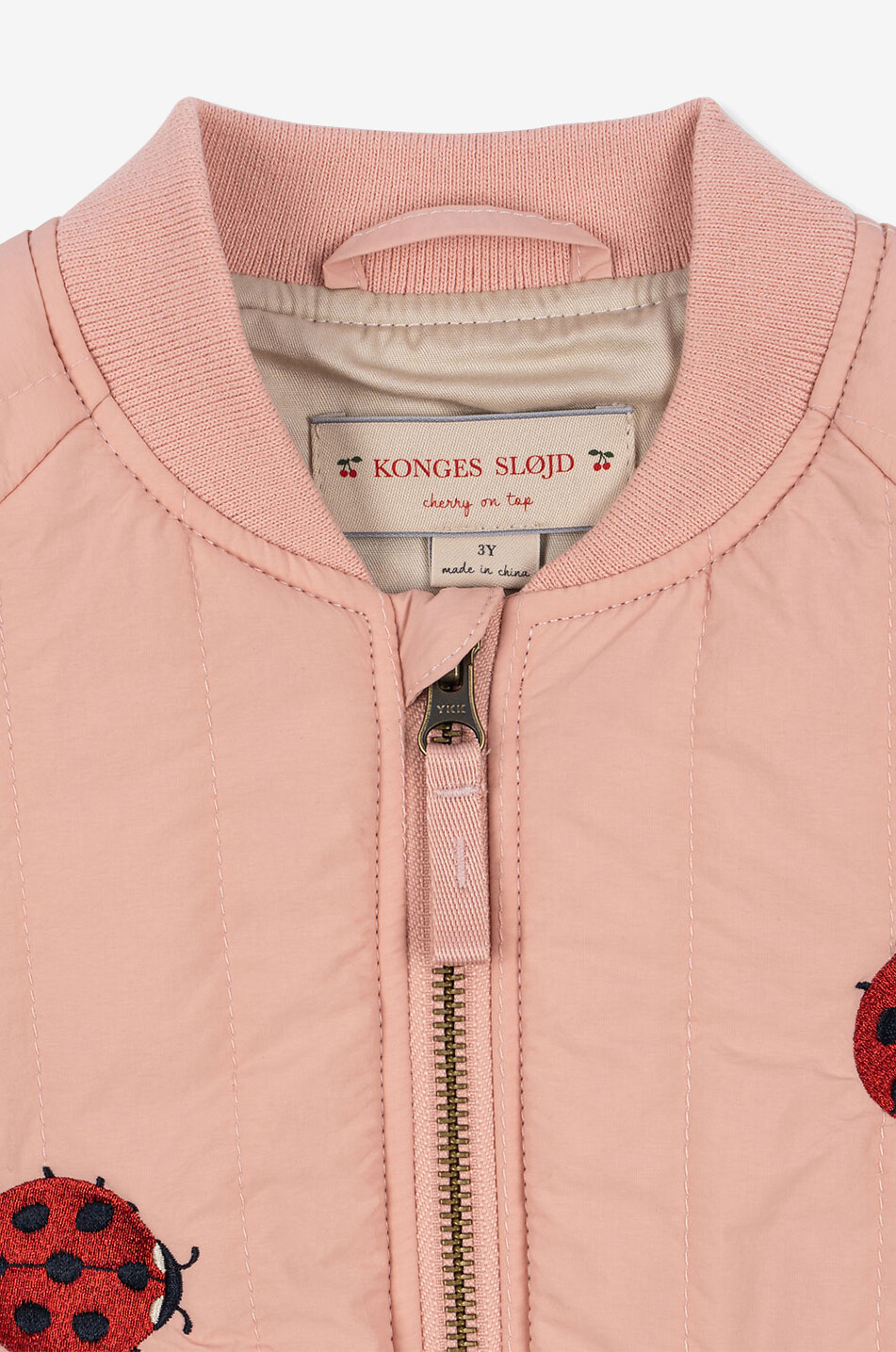 KONGES SLØJD Juno Mellow Rose girls' lady bug embroidered bomber jacket  PINK 8