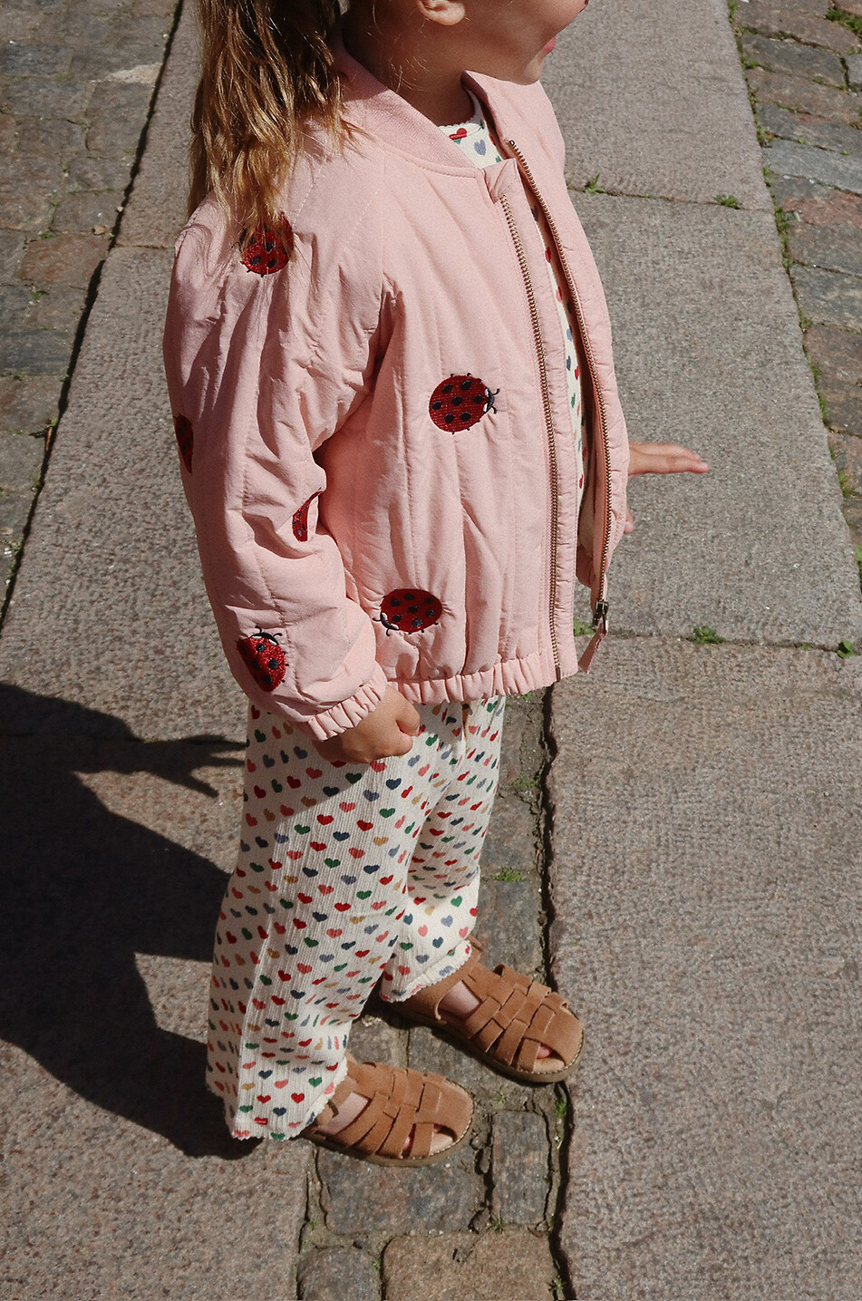 KONGES SLØJD Juno Mellow Rose girls' lady bug embroidered bomber jacket  PINK 3