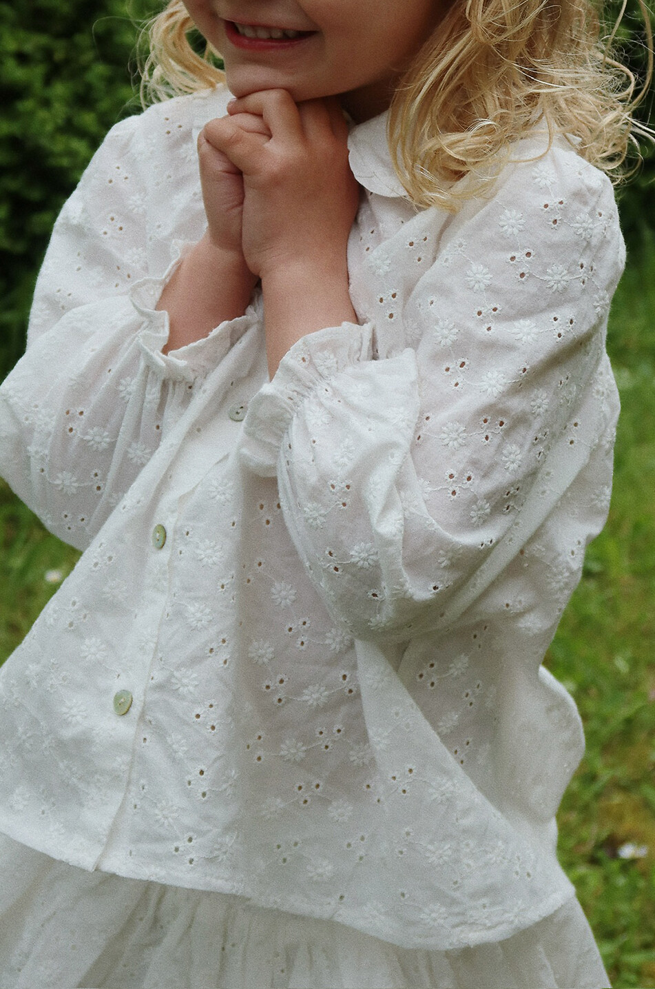 KONGES SLØJD Blouse à manches longues en coton fille Lacey Fille BLANC 3