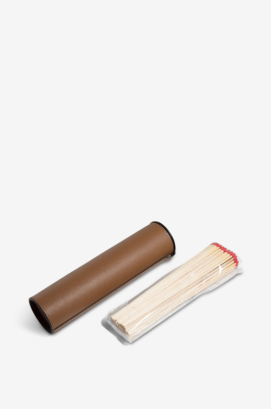 Prometeo Tobacco giant leather matches holder in leather