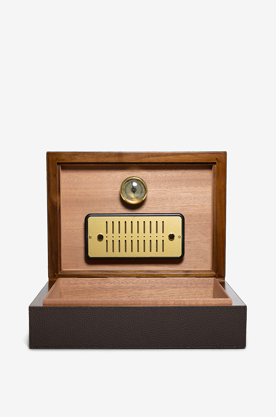 Santiago Humidor Small Moka wood and leather cigar box
