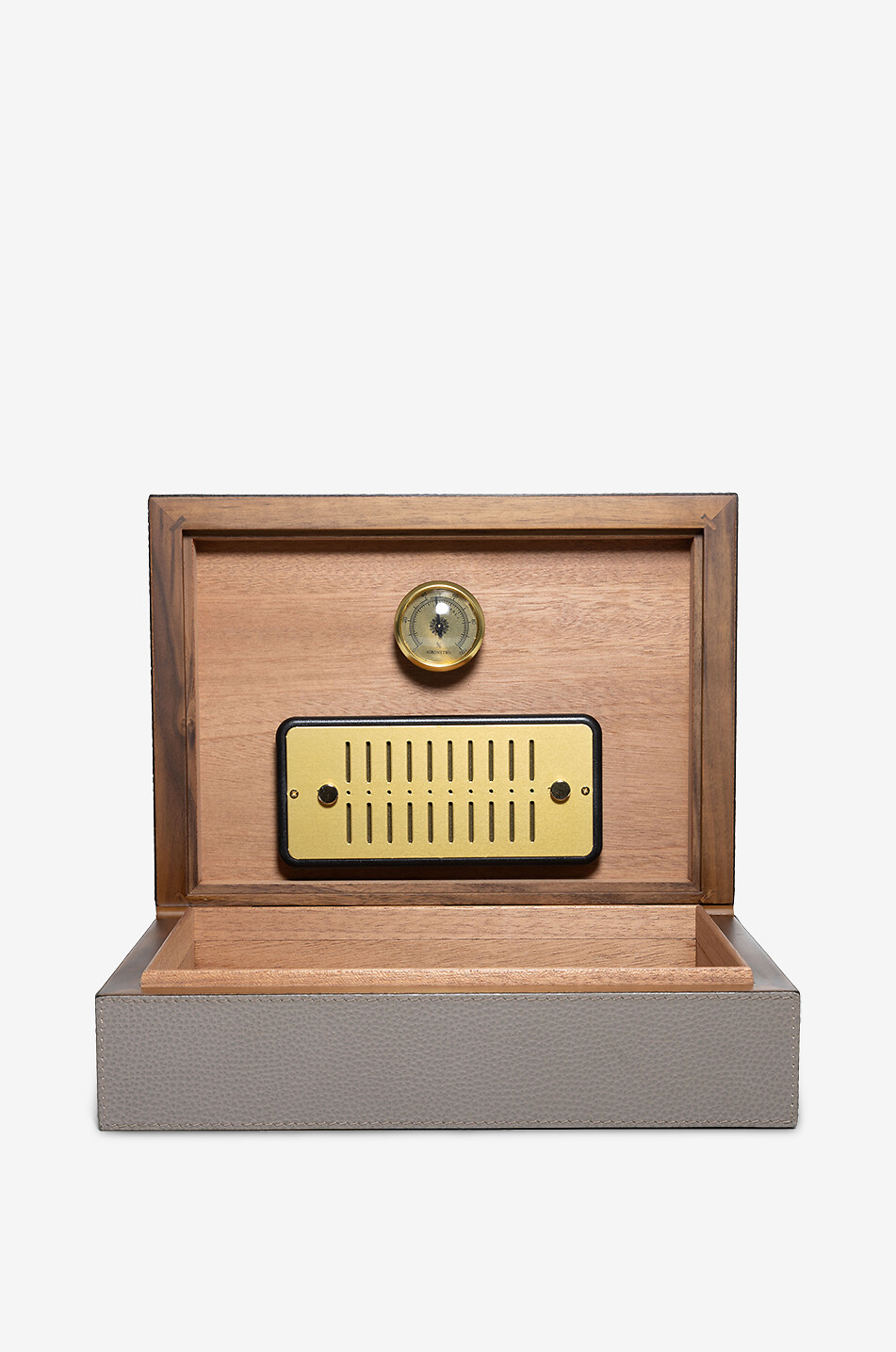 GIOBAGNARA Zigarrenkiste aus Holz und Leder Santiago Humidor Small Mud Haus BEIGE 1