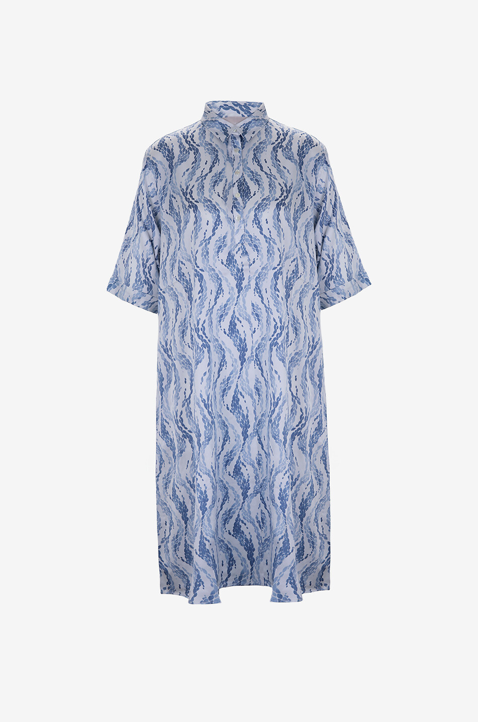 Fancy silk midi shirt dress