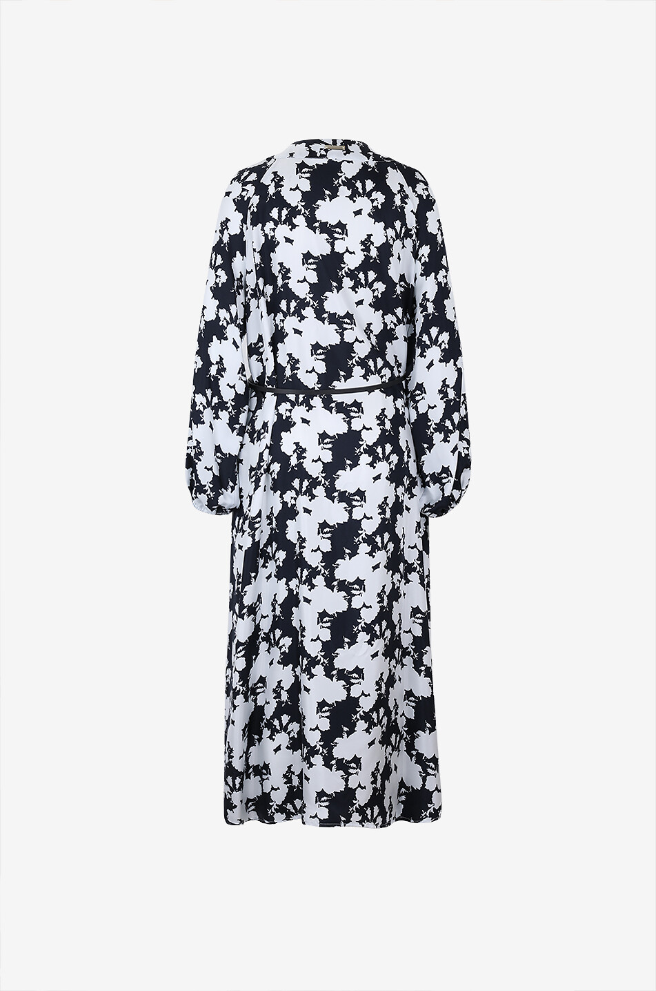 MANZONI 24 Robe longue en soie fleurie Femme BLEU FONCE 2