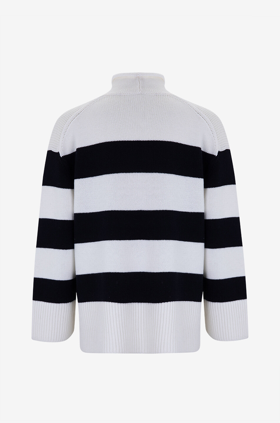 Gestreifter Pullover mit Stehkragen aus Wolle und Baumwolle