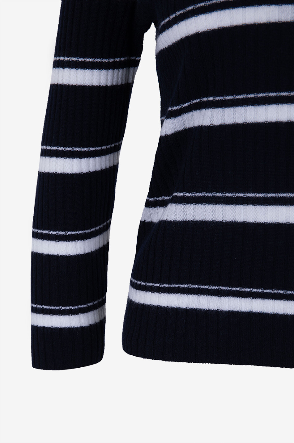 VINCE Striped cashmere and silk long-sleeved polo shirt Women DARK BLUE 4