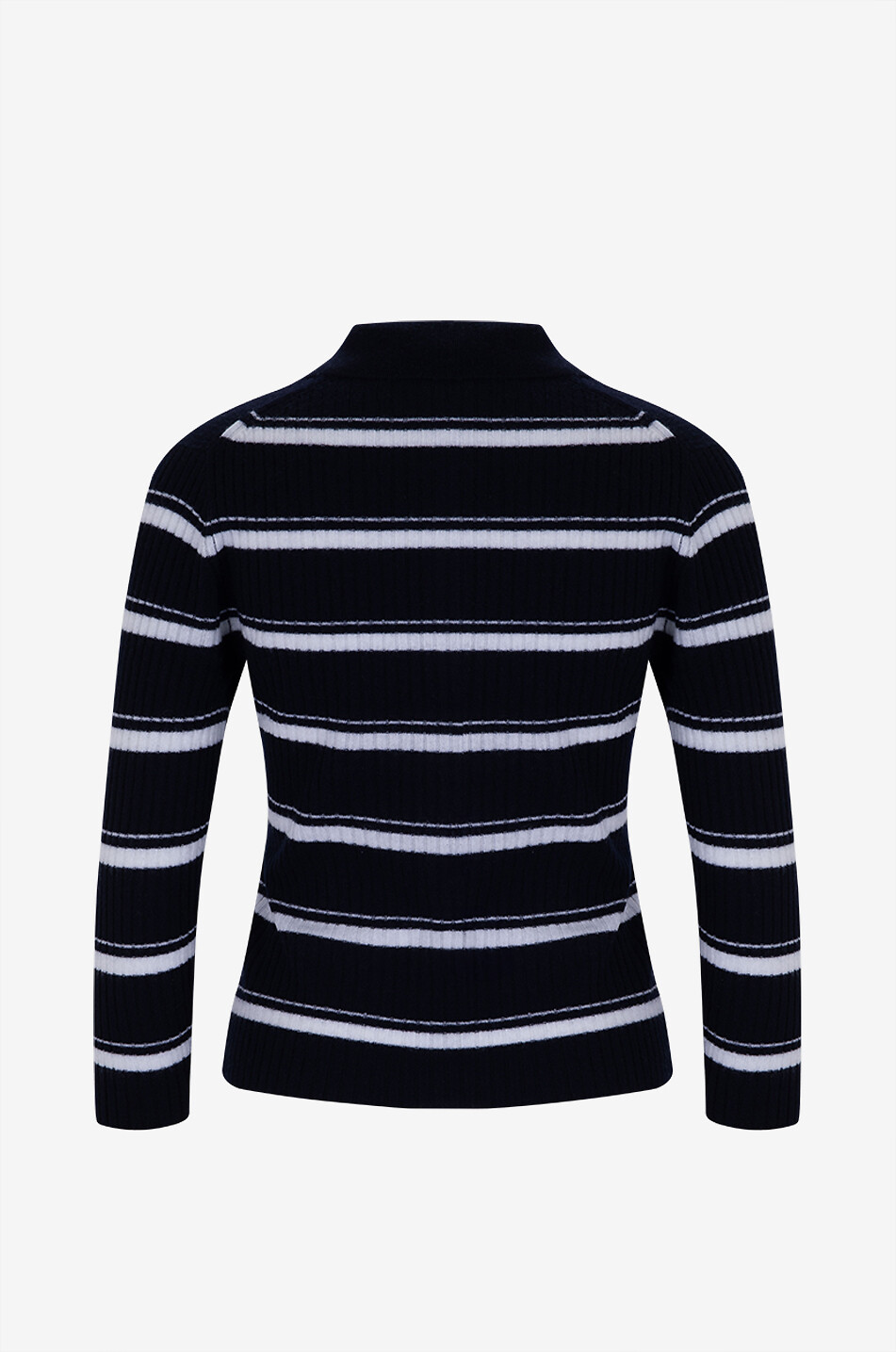 Striped cashmere and silk long-sleeved polo shirt