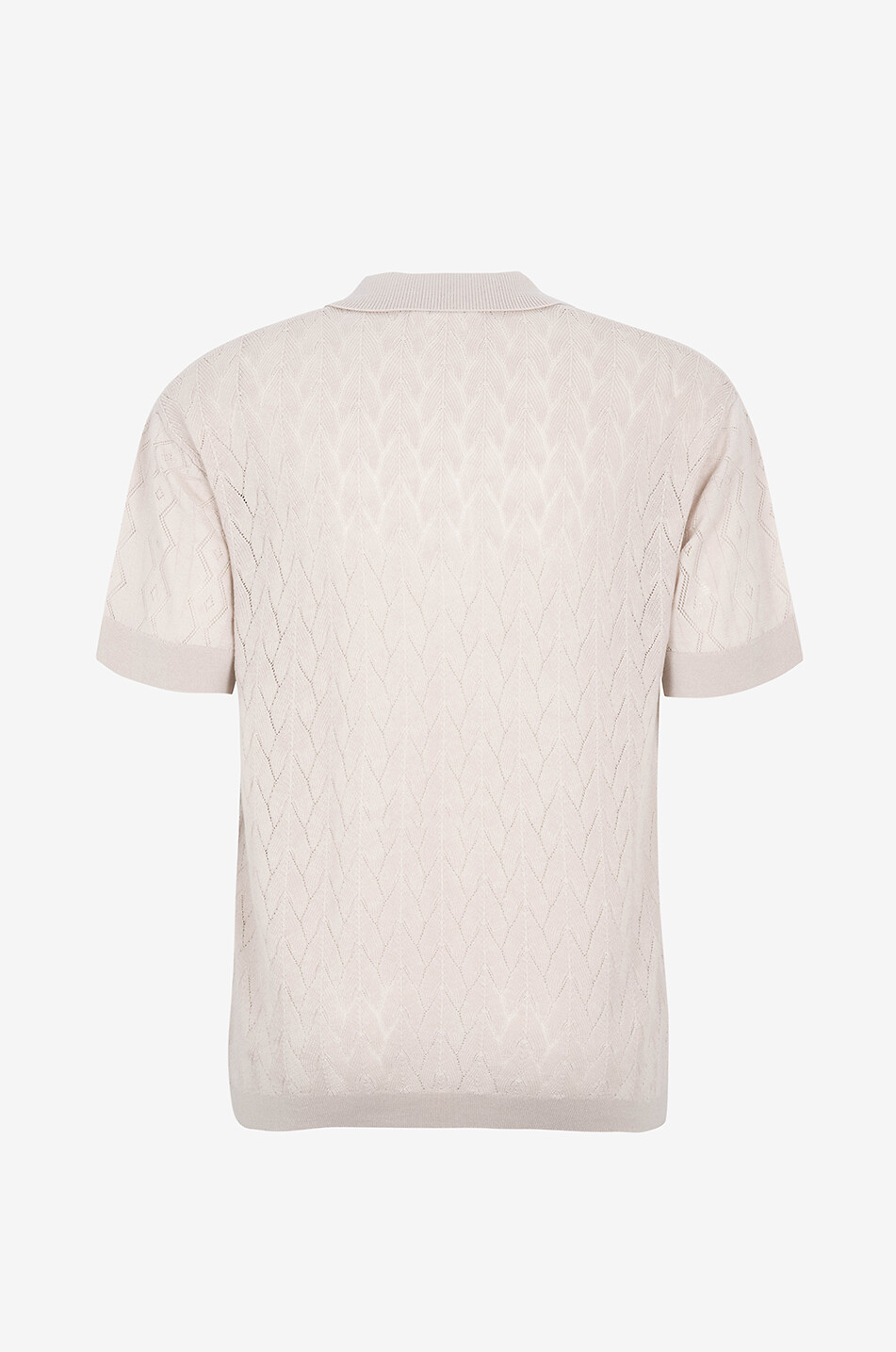 KING & TUCKFIELD Polo ajouré en laine mérinos Lightweight Contrast Texture Homme BEIGE 2