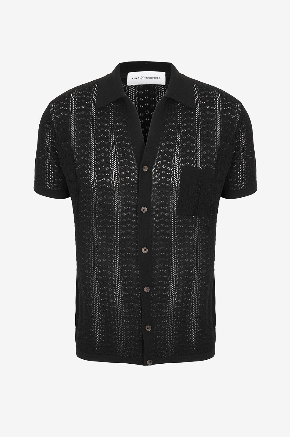 KING & TUCKFIELD Chemise à manches courtes ajustée en maille ajourée Homme NOIR 1