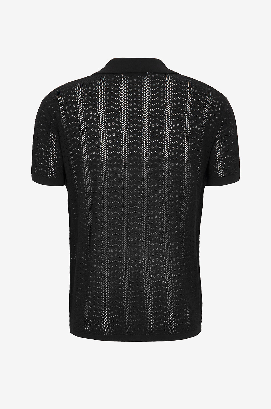 KING & TUCKFIELD Chemise à manches courtes ajustée en maille ajourée Homme NOIR 2