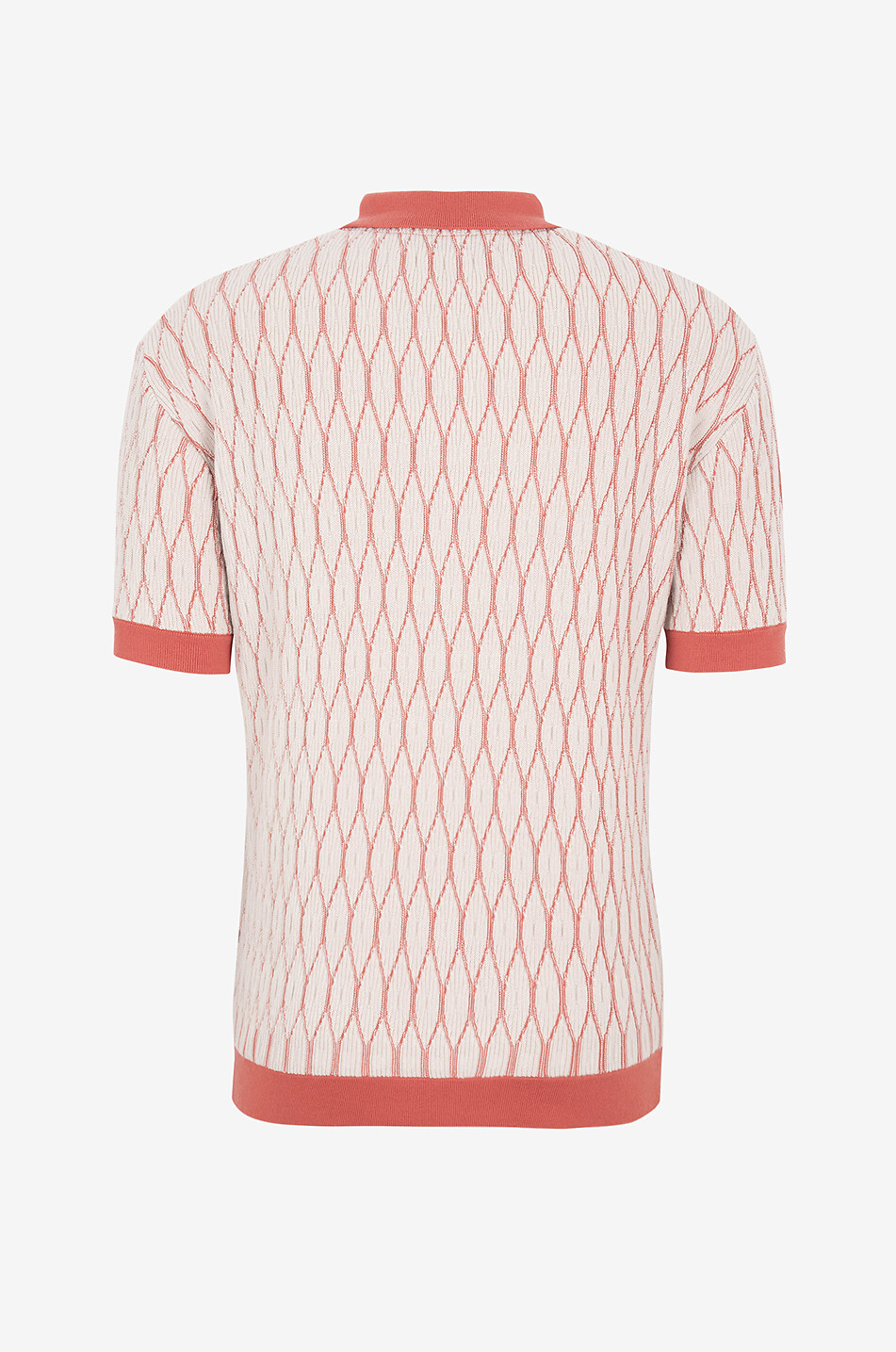 KING & TUCKFIELD Textured Pattern wool jacquard knit polo shirt Men ORANGE 2