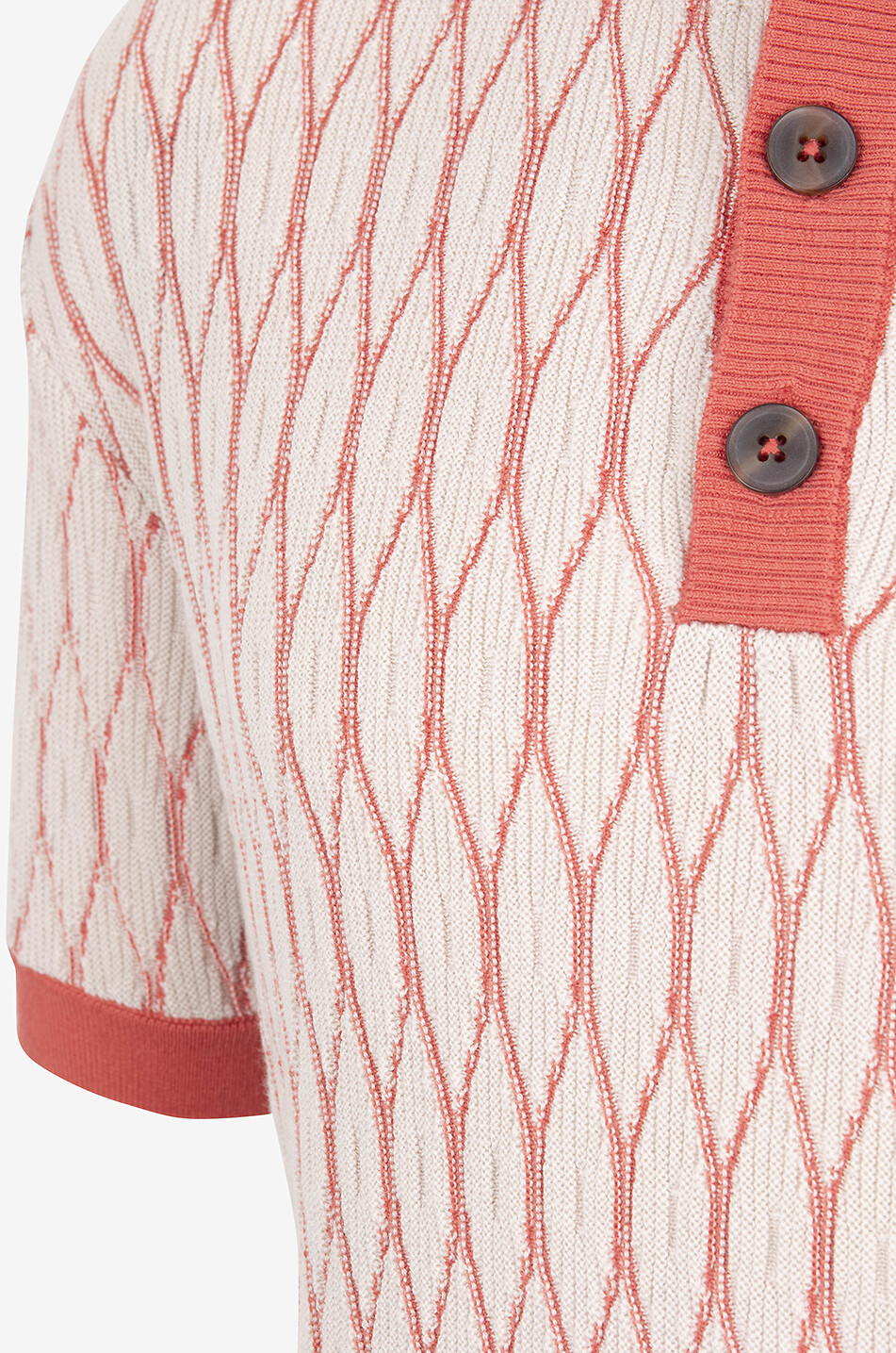 KING & TUCKFIELD Textured Pattern wool jacquard knit polo shirt Men ORANGE 3