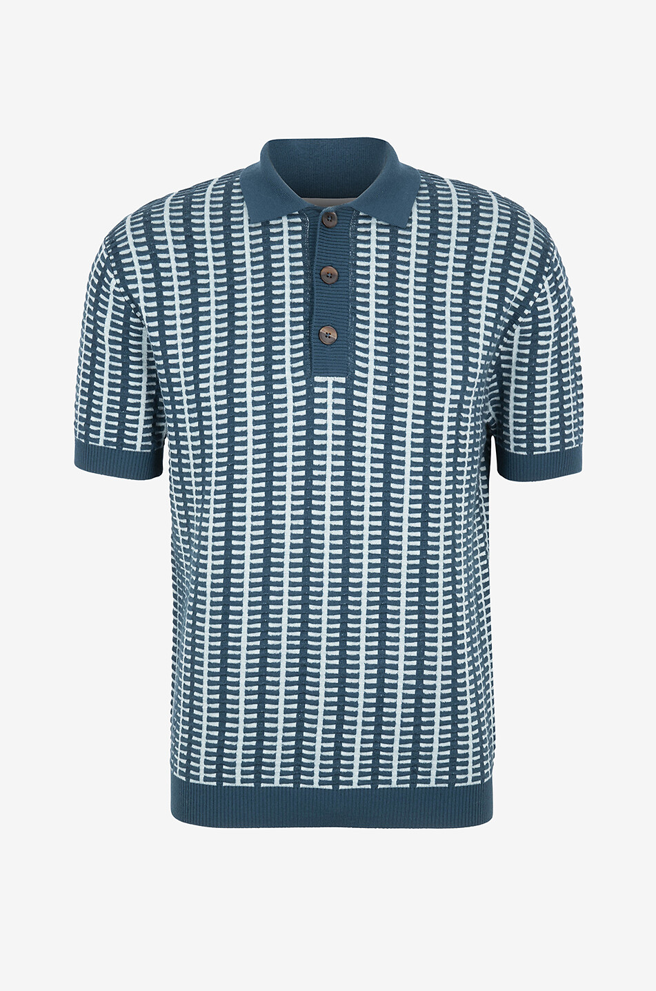 Jacquard-Strick-Polohemd aus Wolle 2 Tone