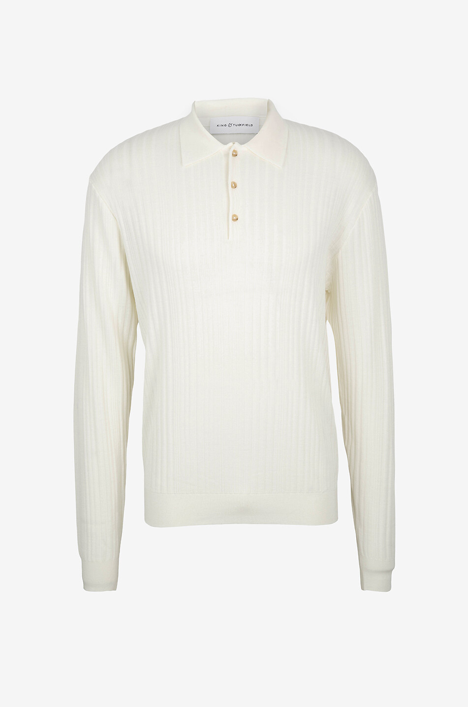 KING & TUCKFIELD Pull polo côtelé en laine mérinos fine Homme BLANC CASSE 1