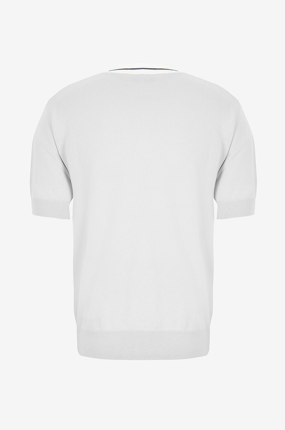 KING & TUCKFIELD Strick-T-Shirt aus Wolle mit Streifendetails Retro Herren MITTELBLAU 2