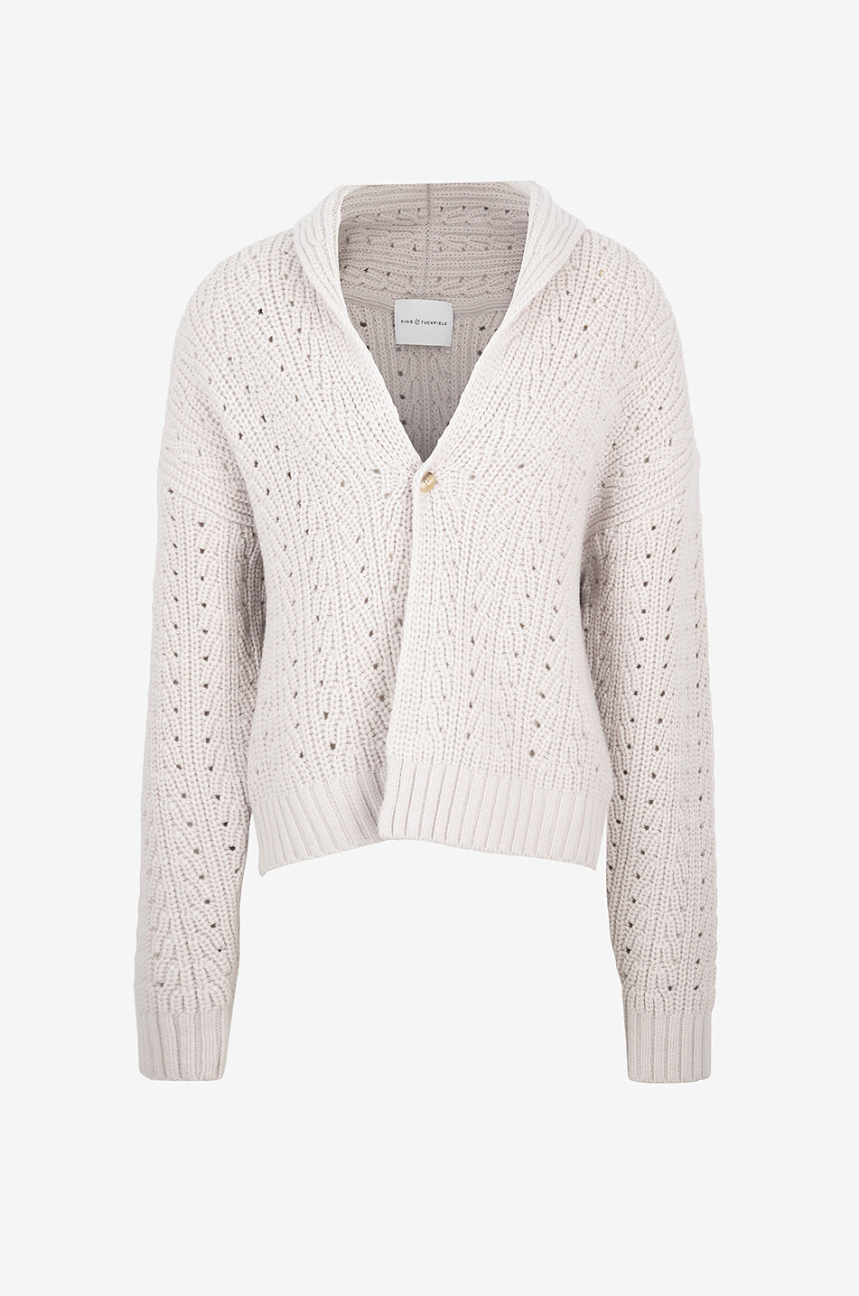 KING & TUCKFIELD Cardigan ajouré en laine à col châle Homme BEIGE 1