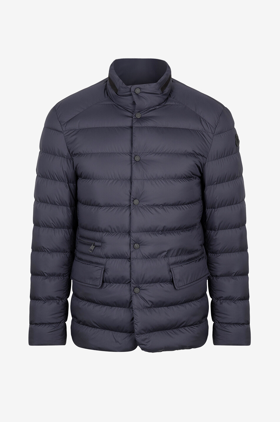 MONCLER Carrelet leather-adorned down blazer Men DARK BLUE 1