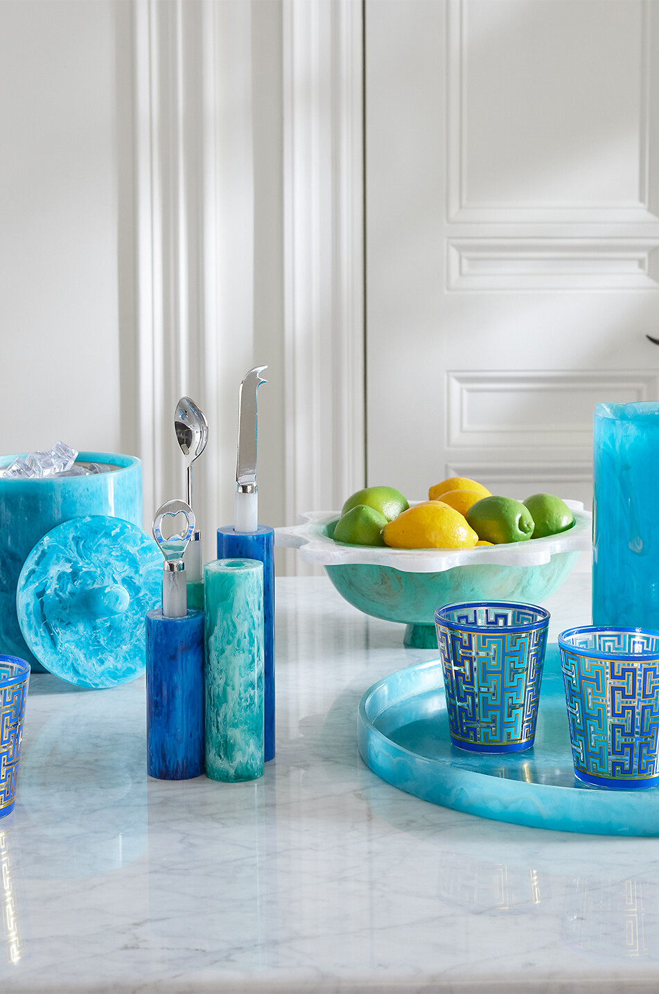 JONATHAN ADLER Mustique marbled ice bucket Home BLUE 3