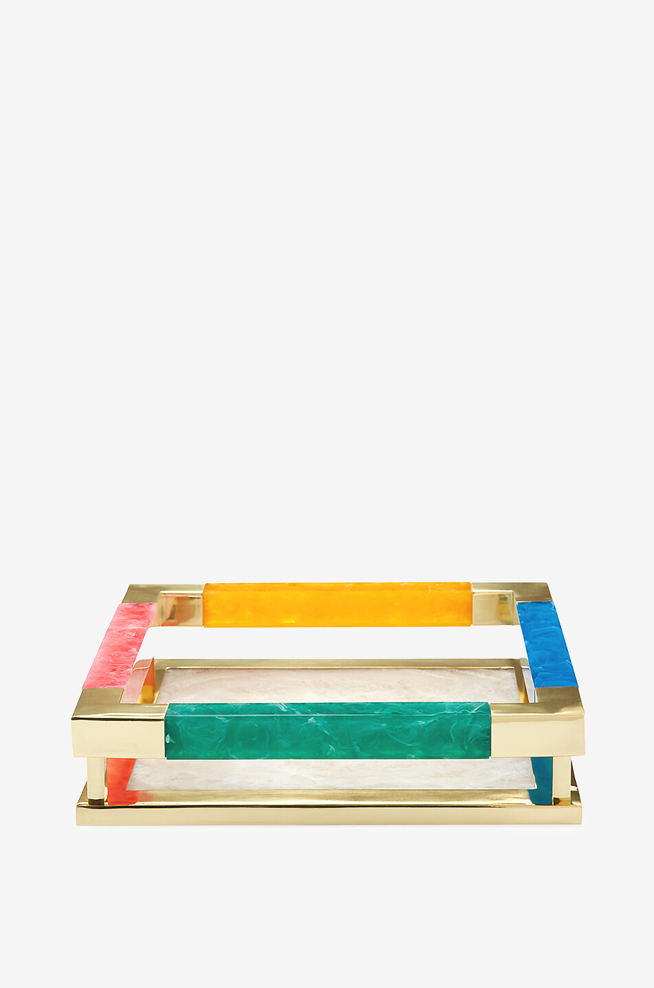 JONATHAN ADLER Mustique square brass and acrylic tray Home MULTI COLOURED 1