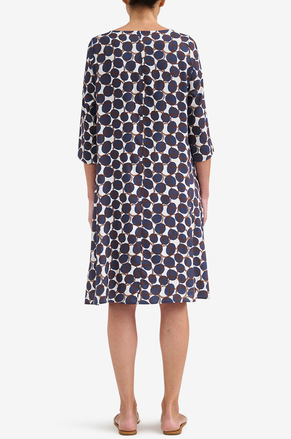YC MILANO Kurzes Crêpe-Kleid mit Gürtel und Geo-Print Damen DUNKELBLAU 4
