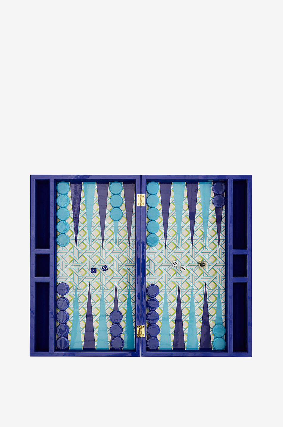 JONATHAN ADLER Basketweave lacquer backgammon set Home BLUE 1