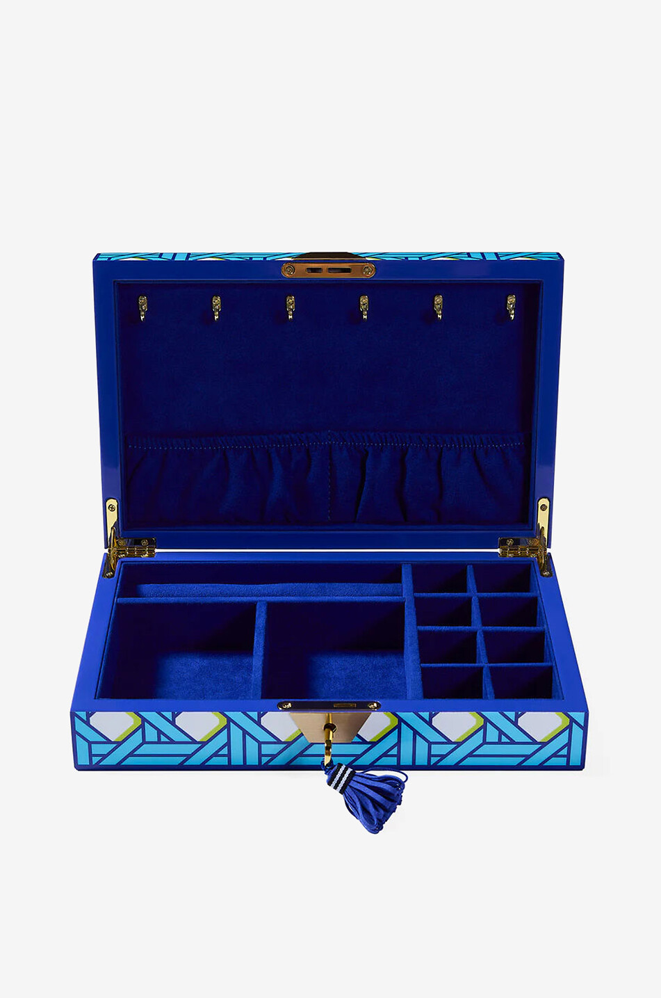 JONATHAN ADLER Basketweave lacquer rectangular jewellery box Home BLUE 2